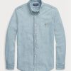 Blaue Slim Fit Chambray-Hemden für Herren von Ralph Lauren