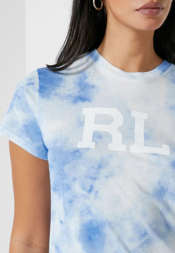 Blaue T-Shirts mit Logo-Aufdruck von Ralph Lauren für Damen