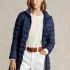 Blaue, verstaubare, gesteppte Taftmäntel von Ralph Lauren für Damen