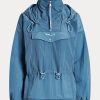 Blaue, verstaubare Ripstop-Windjacke von Ralph Lauren für Damen