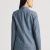 Blaue Zweireihige Chambray-Blazer von Ralph Lauren für Damen