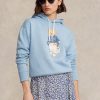 Blauer Fleece-Hoodie mit Polo Bear-Print für Damen von Ralph Lauren