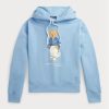 Blauer Fleece-Hoodie mit Polo Bear-Print für Damen von Ralph Lauren