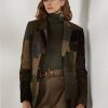 Braun / Olivgrüne Ralph Lauren Hailey Patchwork-Tweedjacken für Damen