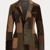 Braun / Olivgrüne Ralph Lauren Hailey Patchwork-Tweedjacken für Damen