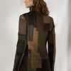 Braun / Olivgrüne Ralph Lauren Hailey Patchwork-Tweedjacken für Damen