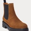 Braune Chelsea-Stiefel aus Wildleder von Ralph Lauren für Damen