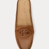 Braune Damen Ralph Lauren Brynn Flache Driver-Schuhe aus brüniertem Leder