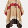 Braune, doppelseitige Ponchojacken mit Streifen von Ralph Lauren Polo ID für Damen