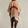 Braune, doppelseitige Ponchojacken mit Streifen von Ralph Lauren Polo ID für Damen