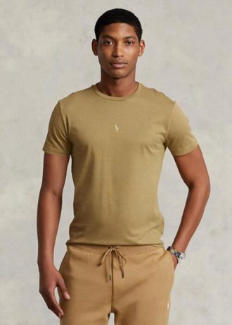 Braune Herren Ralph Lauren Custom Slim Fit Crewneck T-Shirts