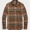 Braune Herrenhemden aus Wolltweed mit Wildleder-Patch von Ralph Lauren