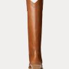 Braune hohe Stiefel „Jaelynne“ aus brüniertem Kalbsleder für Damen von Ralph Lauren
