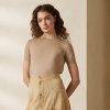 Braune Kurzarmpullover aus Kaschmirjersey von Ralph Lauren für Damen