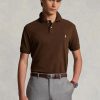 Braune Poloshirts aus Mesh für Herren von Ralph Lauren Custom Slim Fit