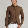 Braune Poloshirts für Herren von Ralph Lauren Custom Slim Fit Birdseye