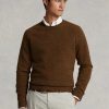 Braune Pullover mit Rundhalsausschnitt aus Wolle mit Wildleder-Patch für Herren von Ralph Lauren