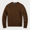Braune Pullover mit Rundhalsausschnitt aus Wolle mit Wildleder-Patch für Herren von Ralph Lauren