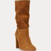 Braune Ralph Lauren Artizan Wildlederstiefel für Damen