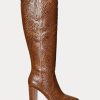 Braune Ralph Lauren Ashlynn Stiefel aus brüniertem Leder für Damen