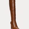Braune Ralph Lauren Ashlynn Stiefel aus brüniertem Leder für Damen