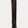 Braune Ralph Lauren Ashlynn-Stiefel aus geprägtem Leder für Damen