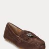 Braune Ralph Lauren Barnsbury Wildleder-Loafer für Damen