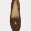 Braune Ralph Lauren Barnsbury Wildleder-Loafer für Damen