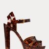 Braune Ralph Lauren Callahan Lack-Sandalen aus Kalbsleder für Damen