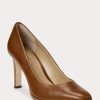 Braune Ralph Lauren Camila Heels aus brüniertem Leder für Damen