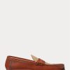 Braune Ralph Lauren Chalmers Pennyloafer aus Kalbsleder und Canvas für Herren