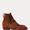 Braune Ralph Lauren Chelsea Plainview Wildlederstiefel für Damen