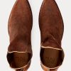 Braune Ralph Lauren Chelsea Plainview Wildlederstiefel für Damen
