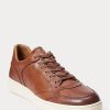 Braune Ralph Lauren Court Leder-Sneakers für Herren