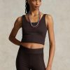 Braune Ralph Lauren Cropped-Tanktops aus Wildlederjersey für Damen