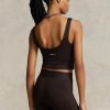 Braune Ralph Lauren Cropped-Tanktops aus Wildlederjersey für Damen