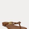 Braune Ralph Lauren Emalia Flip-Flops aus Nappaleder für Damen