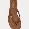 Braune Ralph Lauren Emalia Flip-Flops aus Nappaleder für Damen
