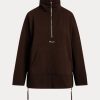 Braune Ralph Lauren Fleecejacken mit Viertelreißverschluss für Damen