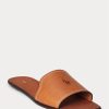 Braune Ralph Lauren Hausschuhe aus Vachetta-Leder für Damen