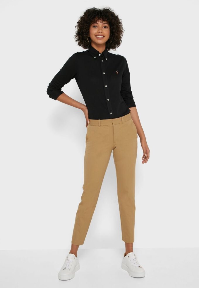 Braune Ralph Lauren High Waist Hose für Damen