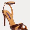 Braune Ralph Lauren Kandice Pailletten-Sandalen für Damen