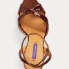 Braune Ralph Lauren Kandice Pailletten-Sandalen für Damen
