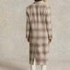 Braune Ralph Lauren Karierte Wollmischungsmäntel für Damen