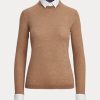 Braune Ralph Lauren Kaschmirpullover mit Kragen für Damen