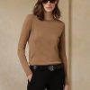 Braune Ralph Lauren Kaschmirpullover mit Rundhalsausschnitt für Damen