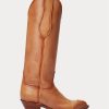 Braune Ralph Lauren Kiera Cowboystiefel aus Leder für Damen