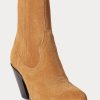 Braune Ralph Lauren Lowrey Cowboystiefel aus Wildleder für Damen