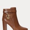 Braune Ralph Lauren Madelyn Stiefel aus brüniertem Leder für Damen
