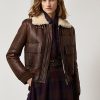 Braune Ralph Lauren Niketa Burnished Merino Shearling Jacken für Damen